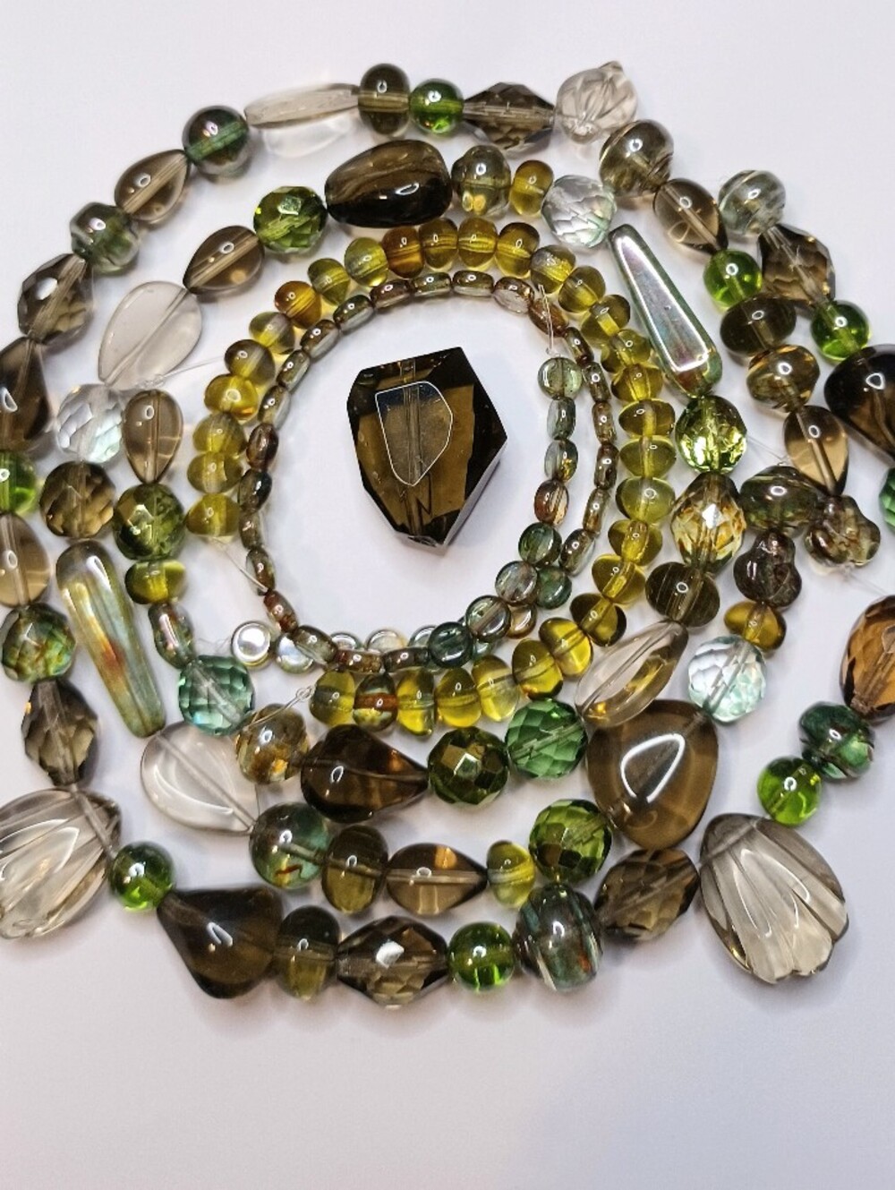 Czech glass variety bead strand green Picasso jewelry making